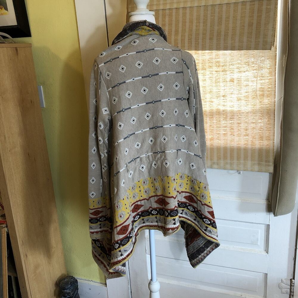 Anthropologie Freeway Open Front Draped Cardigan Womens Size M Aztec Bohemian - Picture 9 of 9